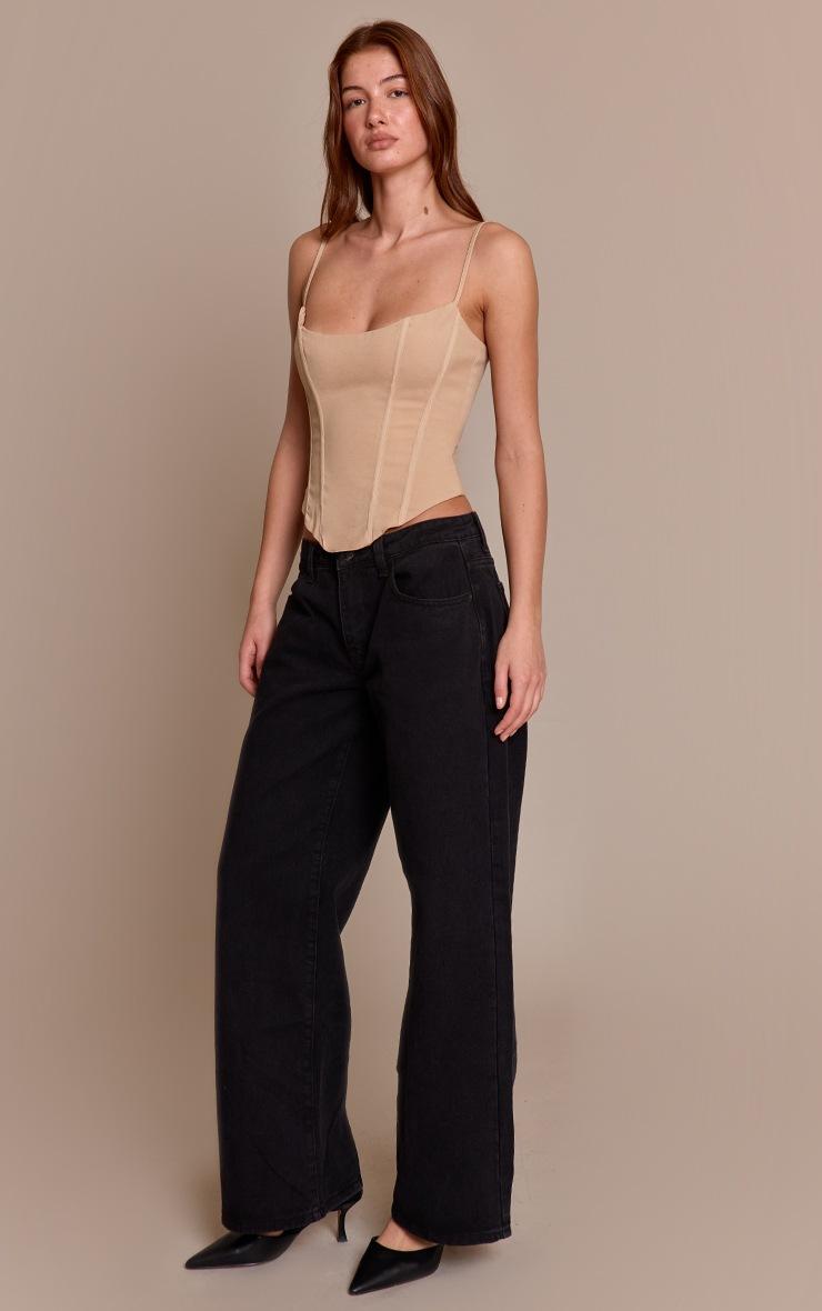 Pretty Little Thing Stone Woven Boned Thin Straps Corset