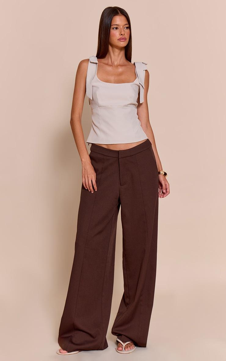 Pretty Little Thing Stone Woven Bow Strap Detail Long Top