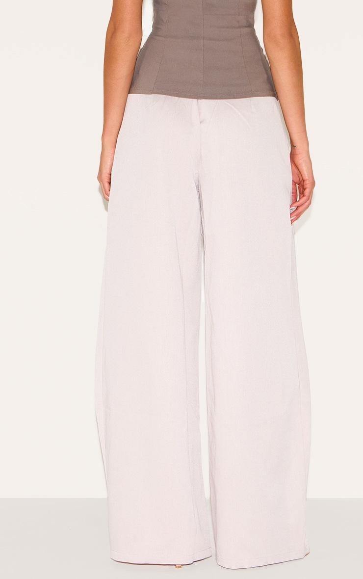 Pretty Little Thing Stone Woven Pleat Detail Wide Leg Tailored Pants