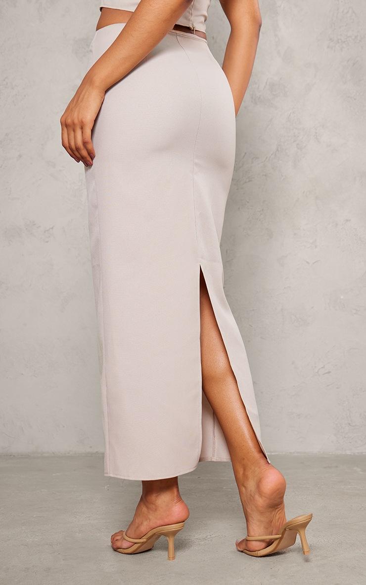 Pretty Little Thing Stone Woven Tailored Maxi Skirt