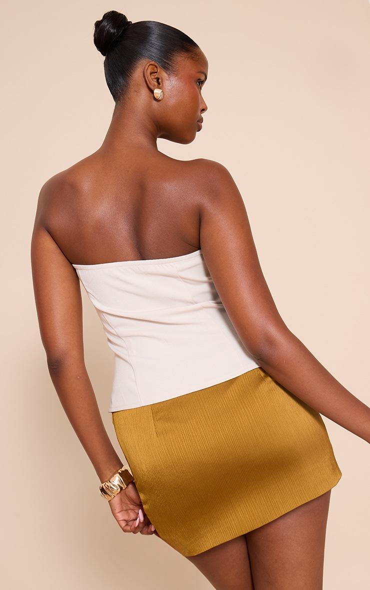 Pretty Little Thing Stone Woven Trim Detail Bandeau Top