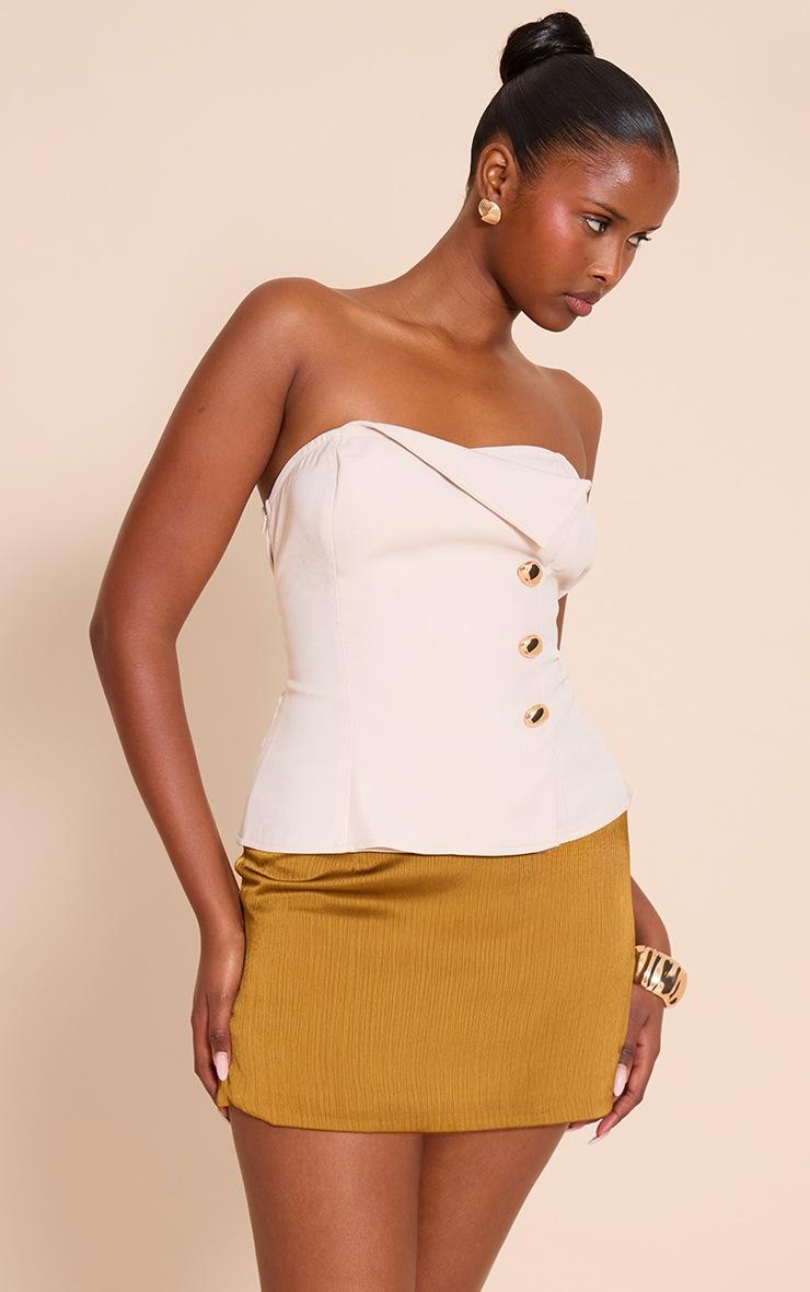 Pretty Little Thing Stone Woven Trim Detail Bandeau Top