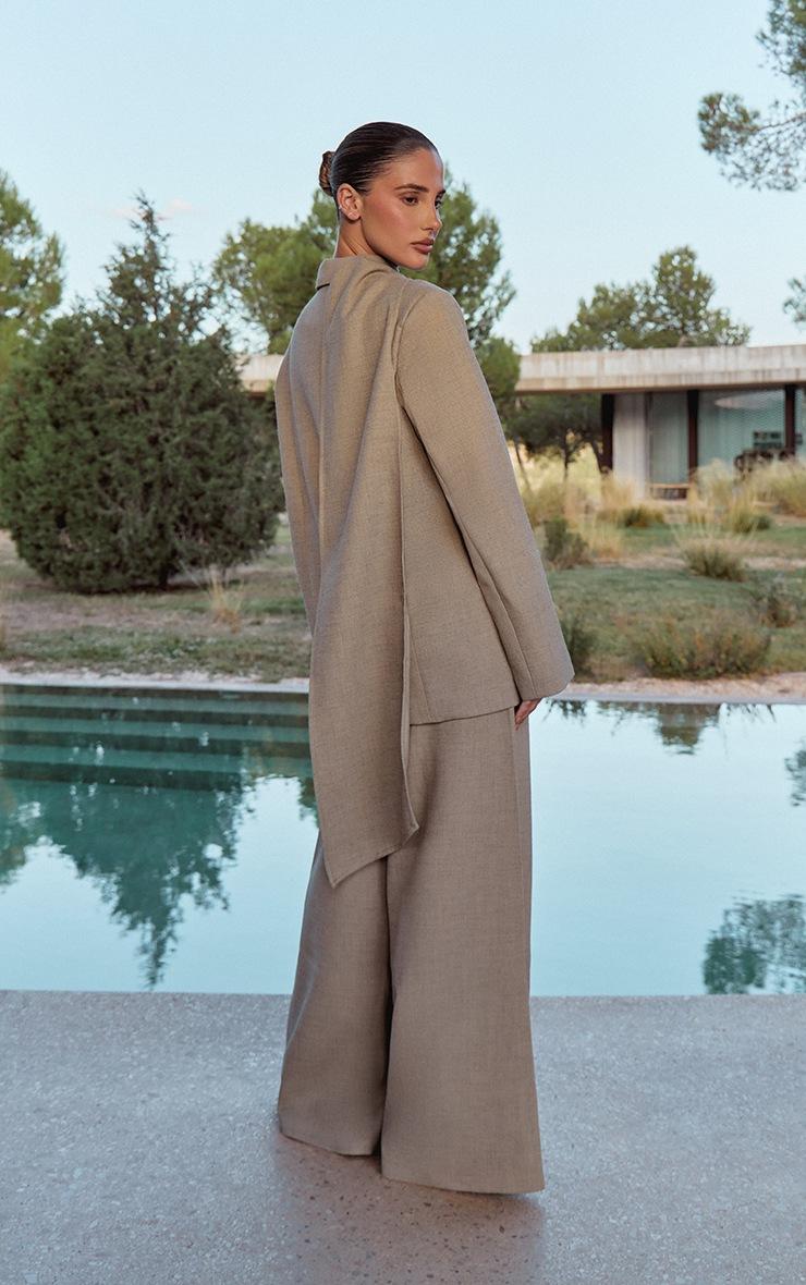 Pretty Little Thing Stone Woven Wide Leg Extreme Pleated Pants