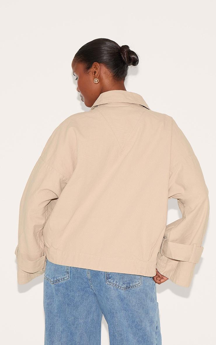 Pretty Little Thing Stone Wrap Over Detail Canvas Trench Coat