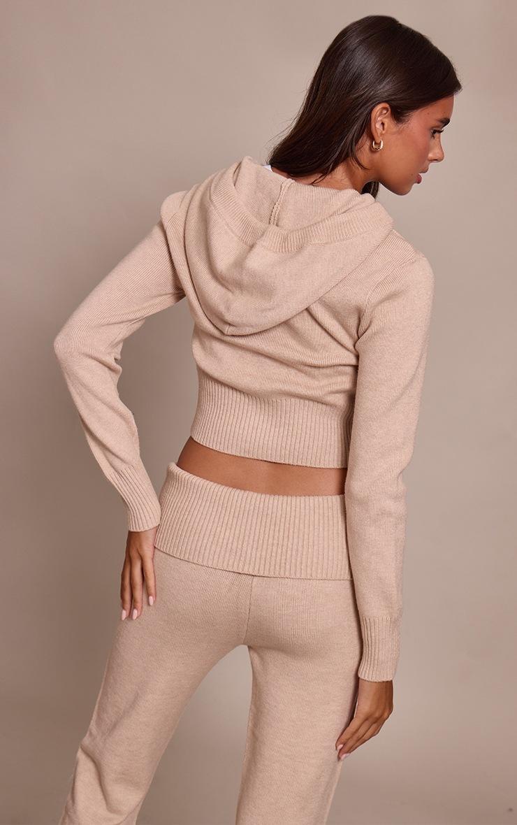 Pretty Little Thing Stone Zip Through Knitted Hoodie