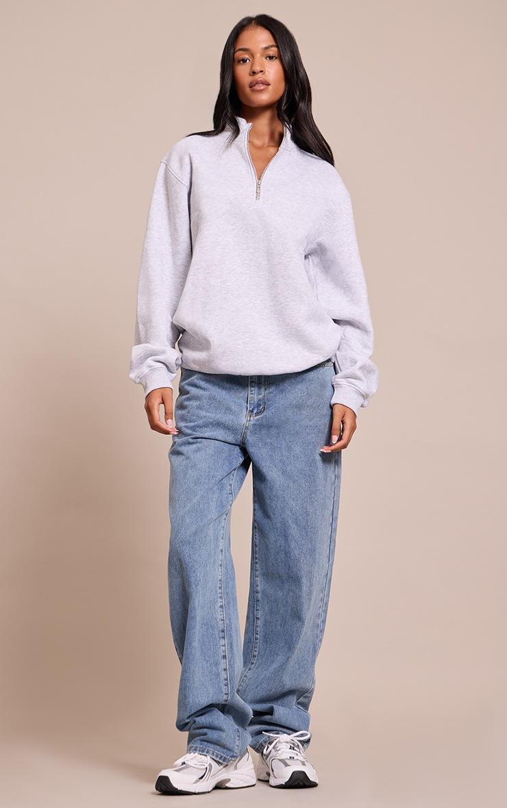 Pretty Little Thing Tall Ash Grey Funnel Neck Zip Sweatshirt