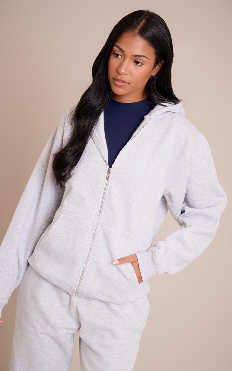 Pretty Little Thing Tall Ash Grey Zip Through Hoodie