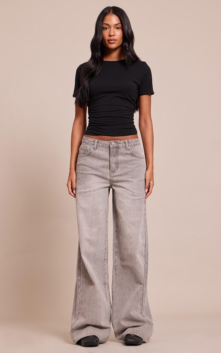 Pretty Little Thing Tall Black Cotton Crew Neck Longline Short Sleeve T-shirt