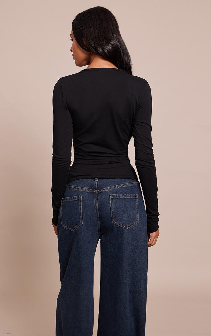 Pretty Little Thing Tall Black Crew Neck Cotton Long Sleeve Top