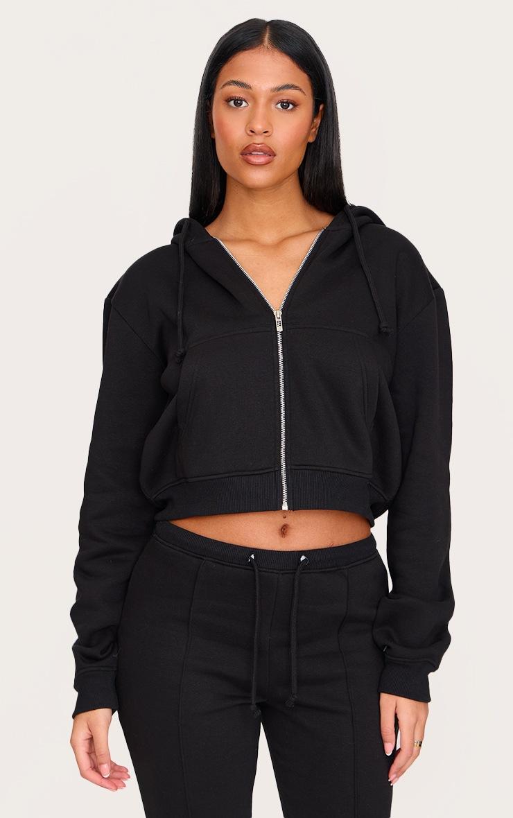 Pretty Little Thing Tall Black Cropped Drawstring Hoodie