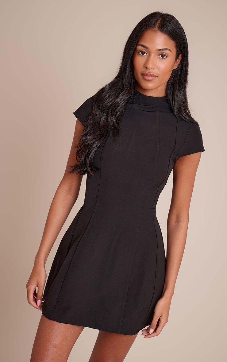 Pretty Little Thing Tall Black High Neck Cinched Mini Dress