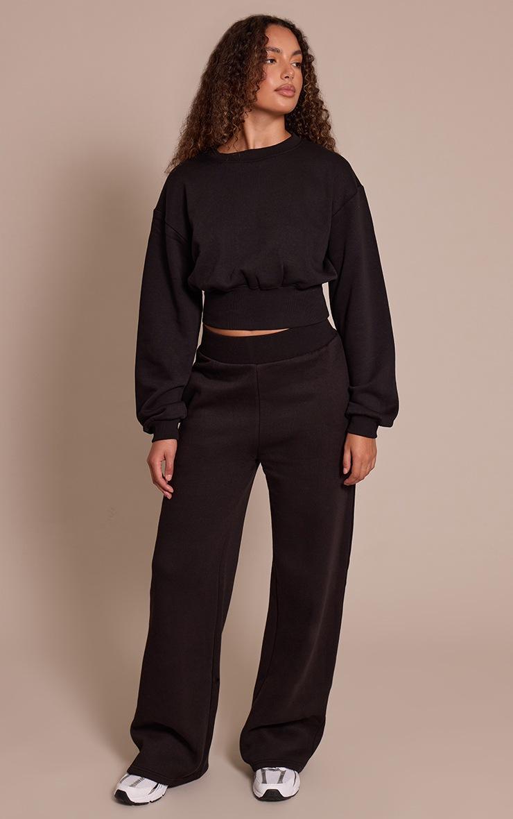 Pretty Little Thing Tall Black High Waisted Wide Leg Sweatpants