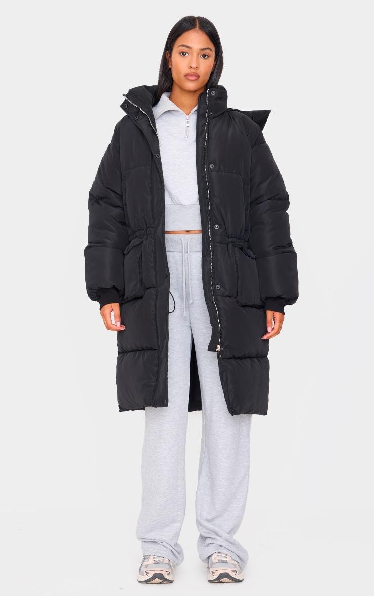 Pretty Little Thing Tall Black Longline Oversized Puffer Coat