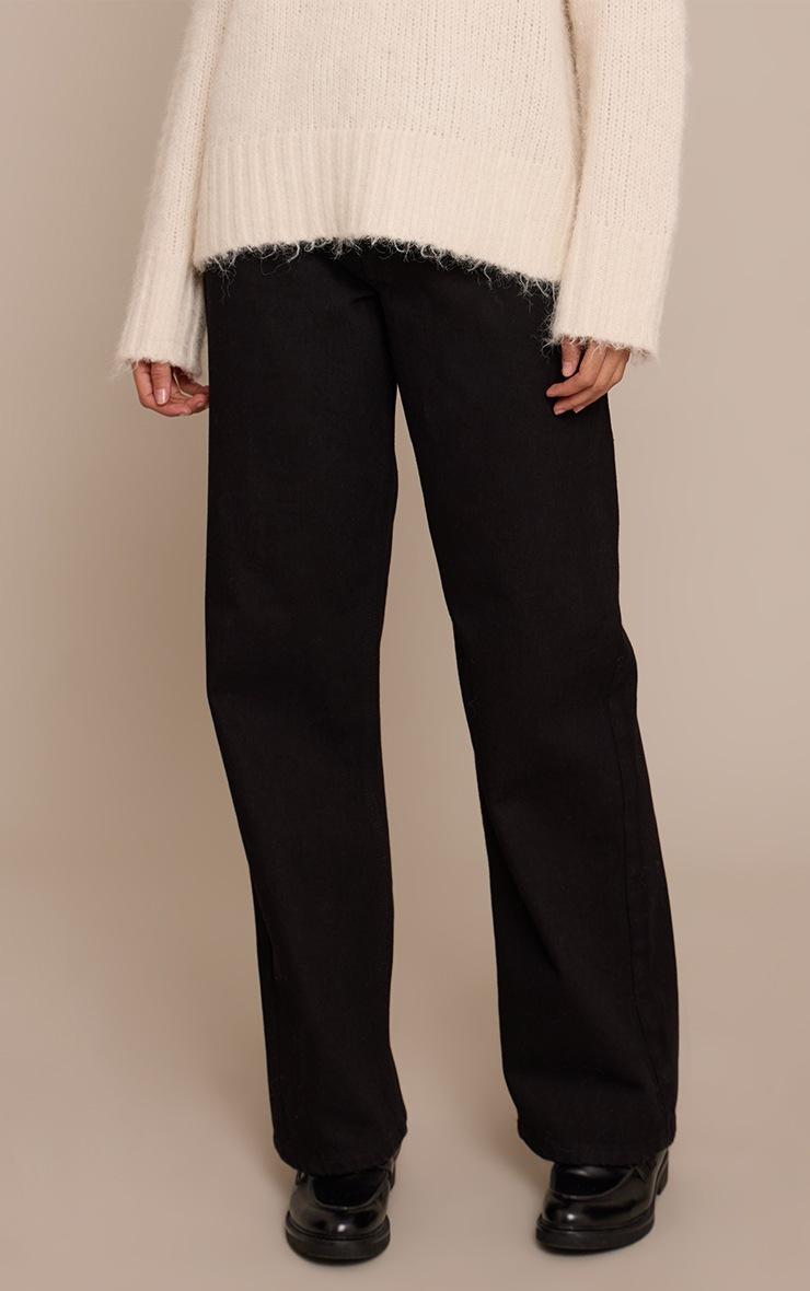 Pretty Little Thing Tall Black Mid Rise Wide Leg Jeans