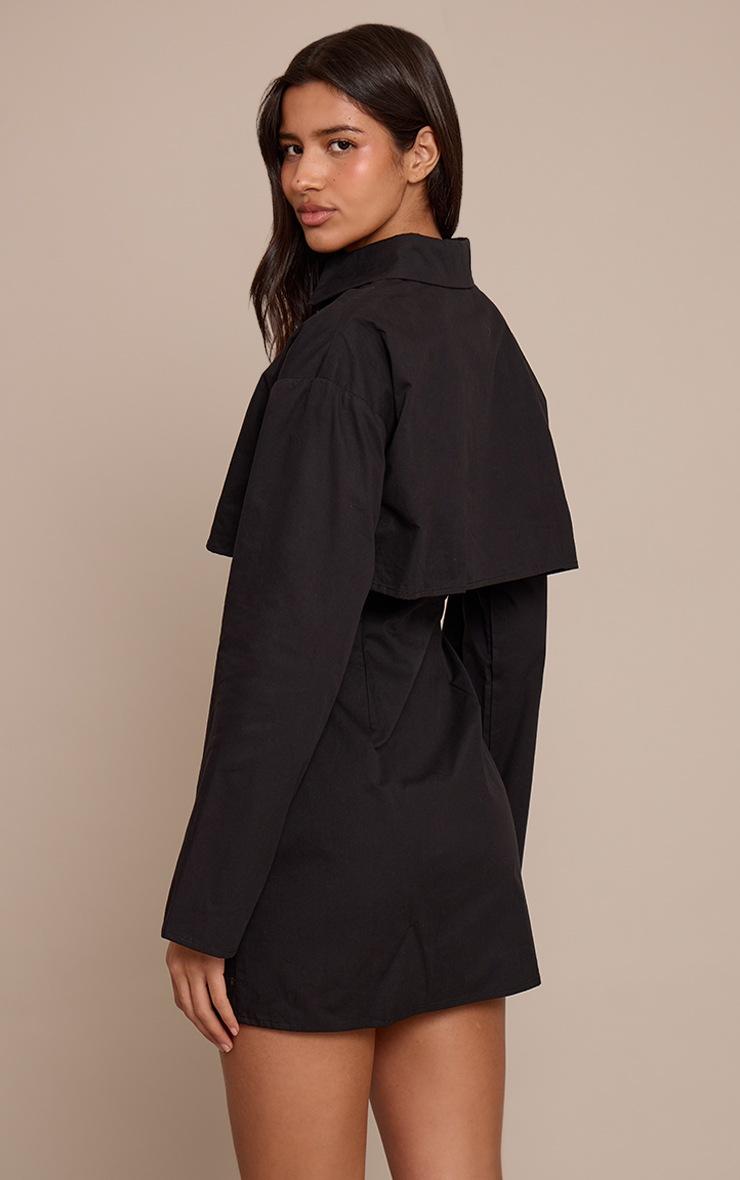 Pretty Little Thing Tall Black Overlay Detail Long Sleeve Shift Dress