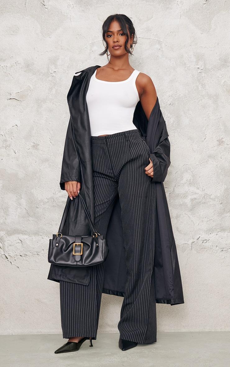 Pretty Little Thing Tall Black Pinstripe Tailored Wide Leg Pants