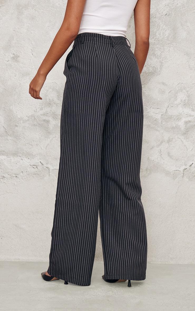Pretty Little Thing Tall Black Pinstripe Tailored Wide Leg Pants