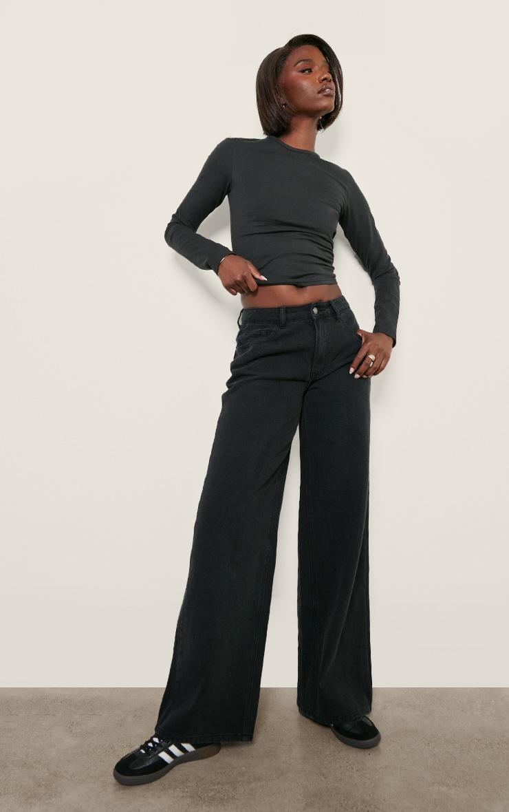 Pretty Little Thing Tall Black Premium Cotton Long Sleeve Fitted T-shirt