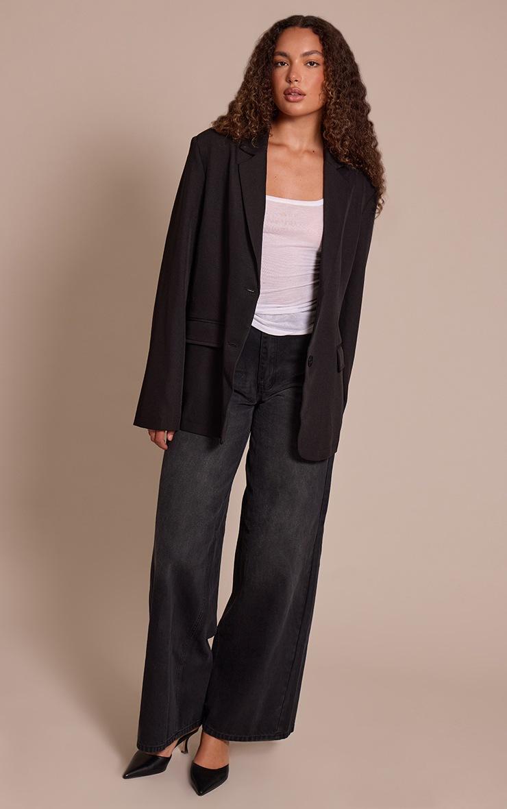 Pretty Little Thing Tall Black Seam Detail Structured Oversized Blazer
