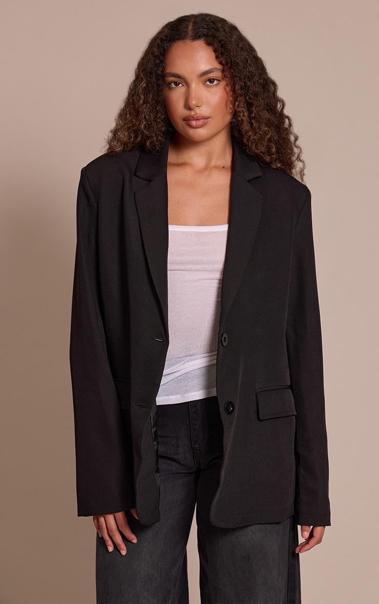 Pretty Little Thing Tall Black Seam Detail Structured Oversized Blazer
