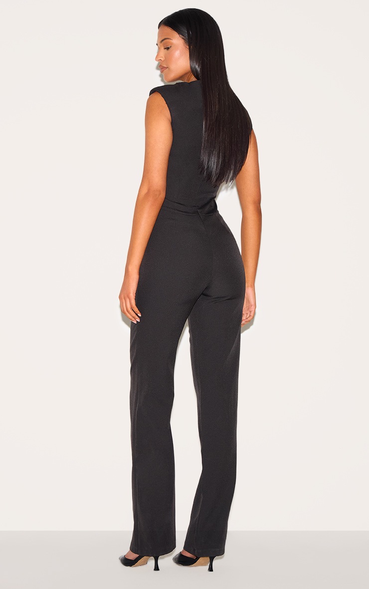 Pretty Little Thing Tall Black Sleeveless Woven Wide Leg Jumpsuit