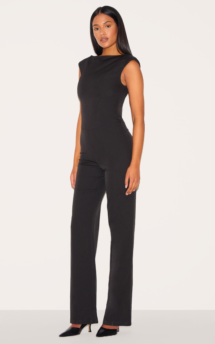 Pretty Little Thing Tall Black Sleeveless Woven Wide Leg Jumpsuit