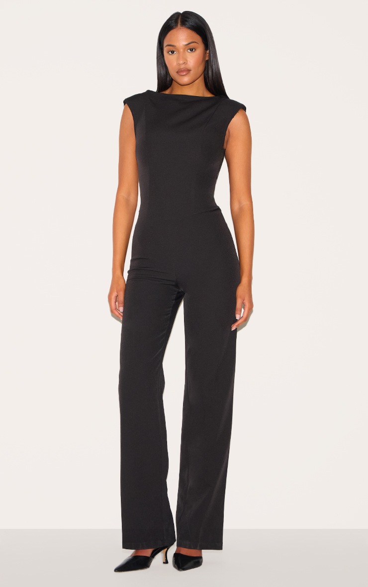 Pretty Little Thing Tall Black Sleeveless Woven Wide Leg Jumpsuit