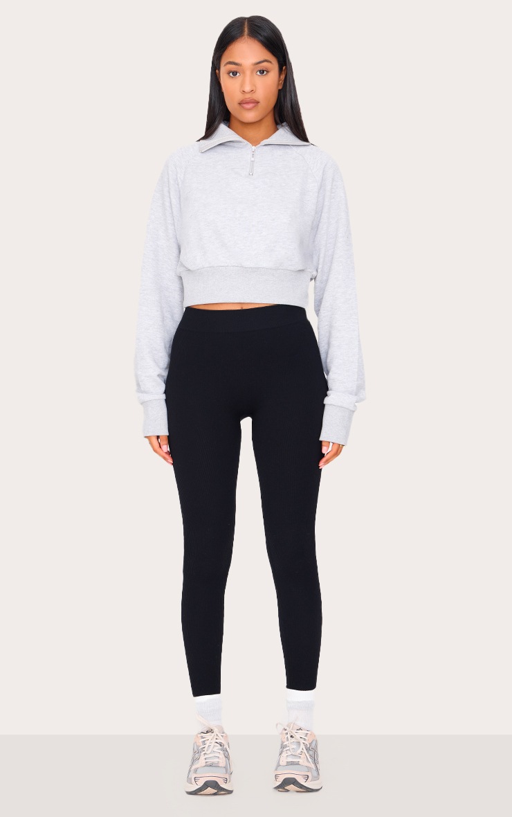 Pretty Little Thing Tall Black Structured Snatched Ribbed Leggings