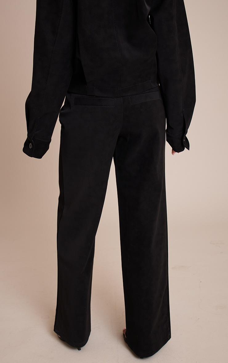 Pretty Little Thing Tall Black Washed Faux Leather Wide Leg Pants