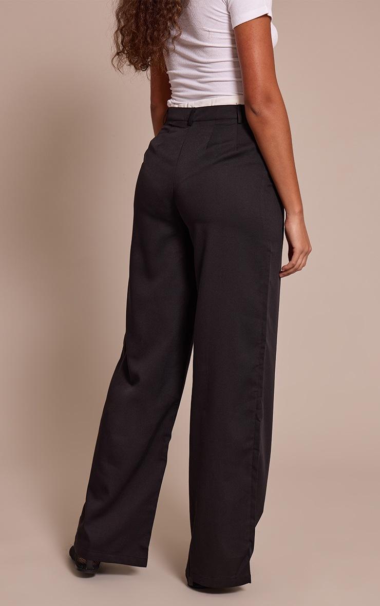 Pretty Little Thing Tall Black Woven Double Waistband Tailored Pants