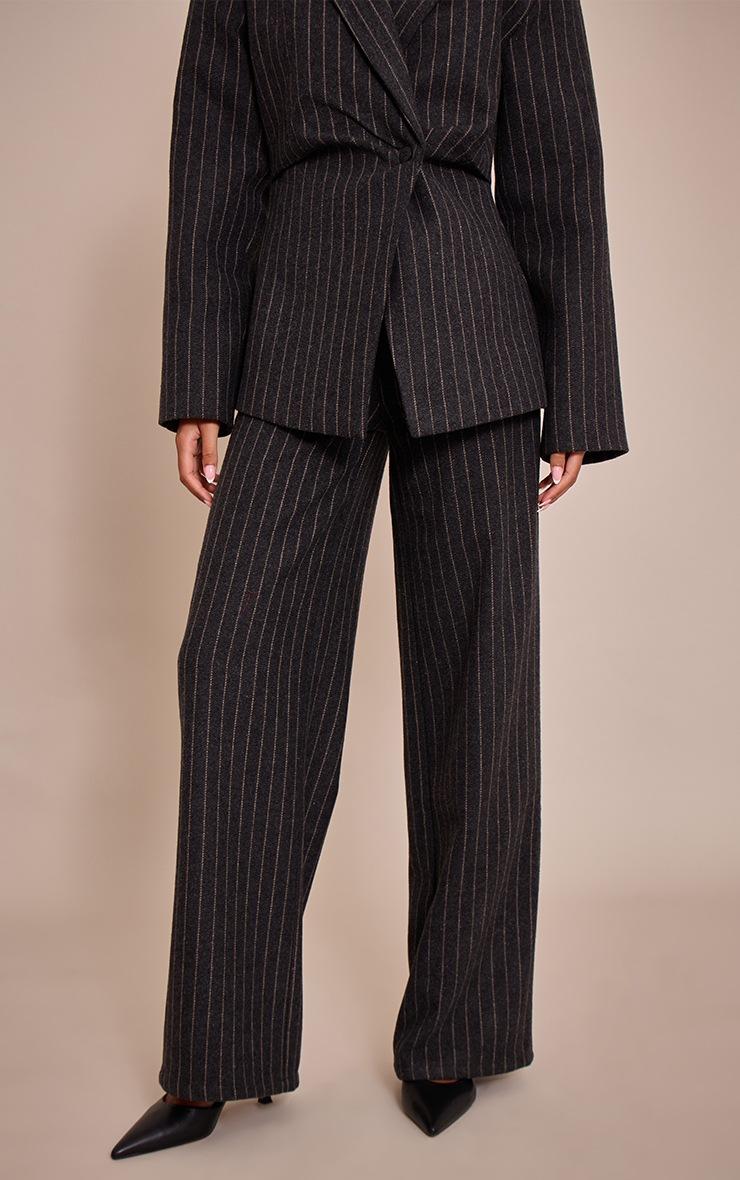 Pretty Little Thing Tall Charcoal Grey Brushed Pinstripe Pant