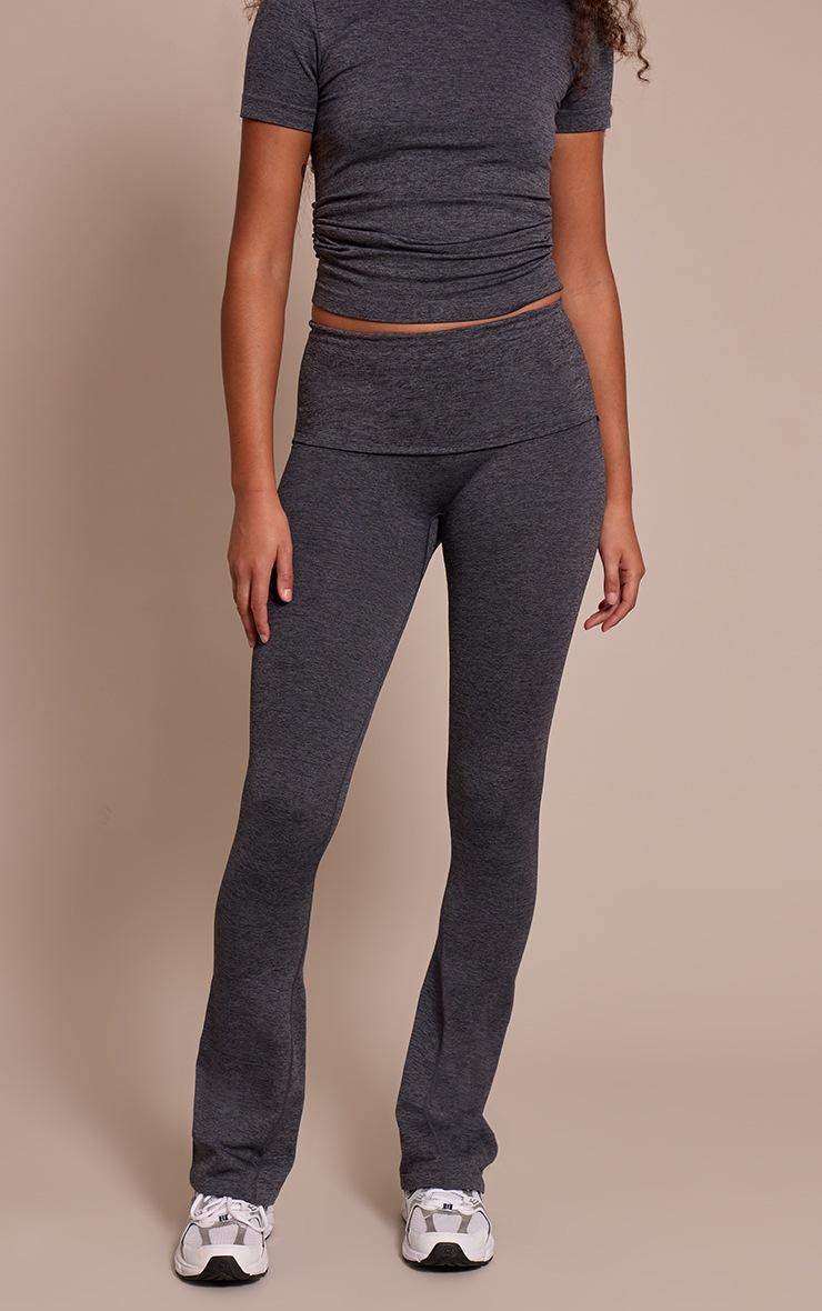 Pretty Little Thing Tall Charcoal Seamless Marl Foldover Yoga Pant