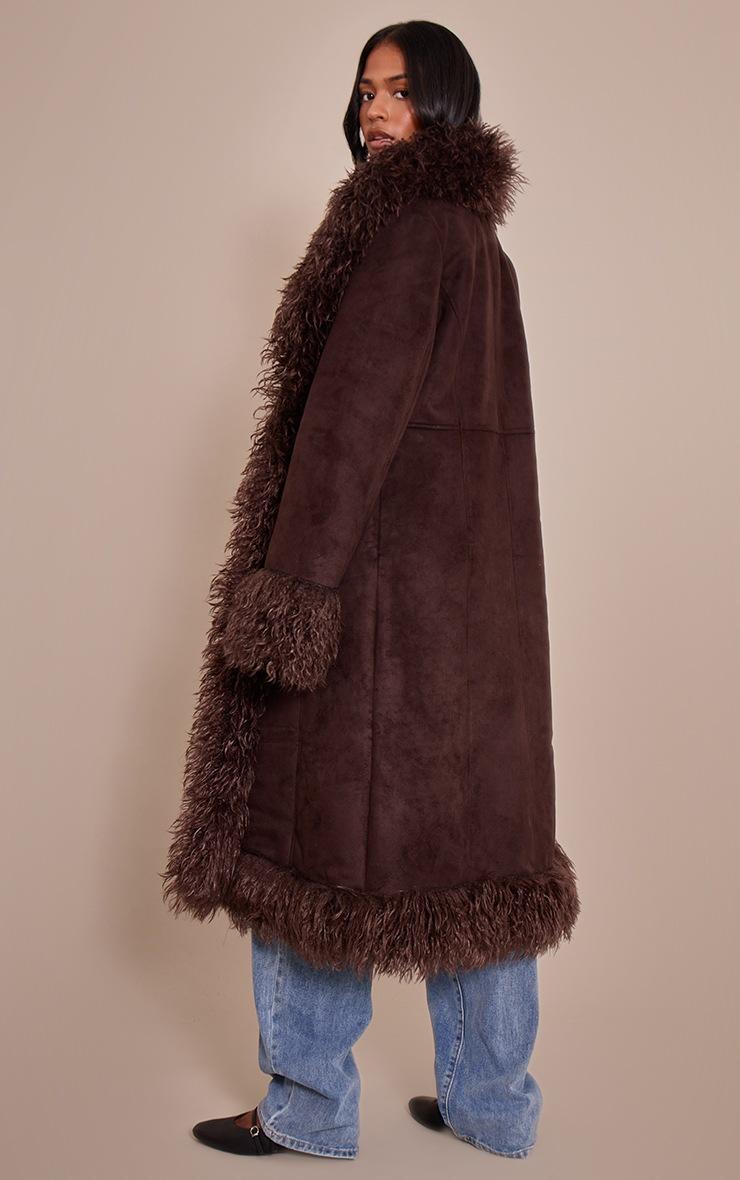 Pretty Little Thing Tall Chocolate Afghan Style Maxi Coat