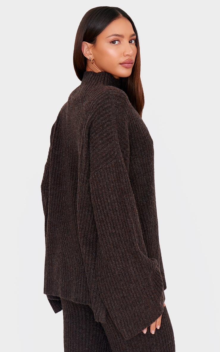 Pretty Little Thing Tall Chocolate Luxe Rib Knit Oversized Sweater