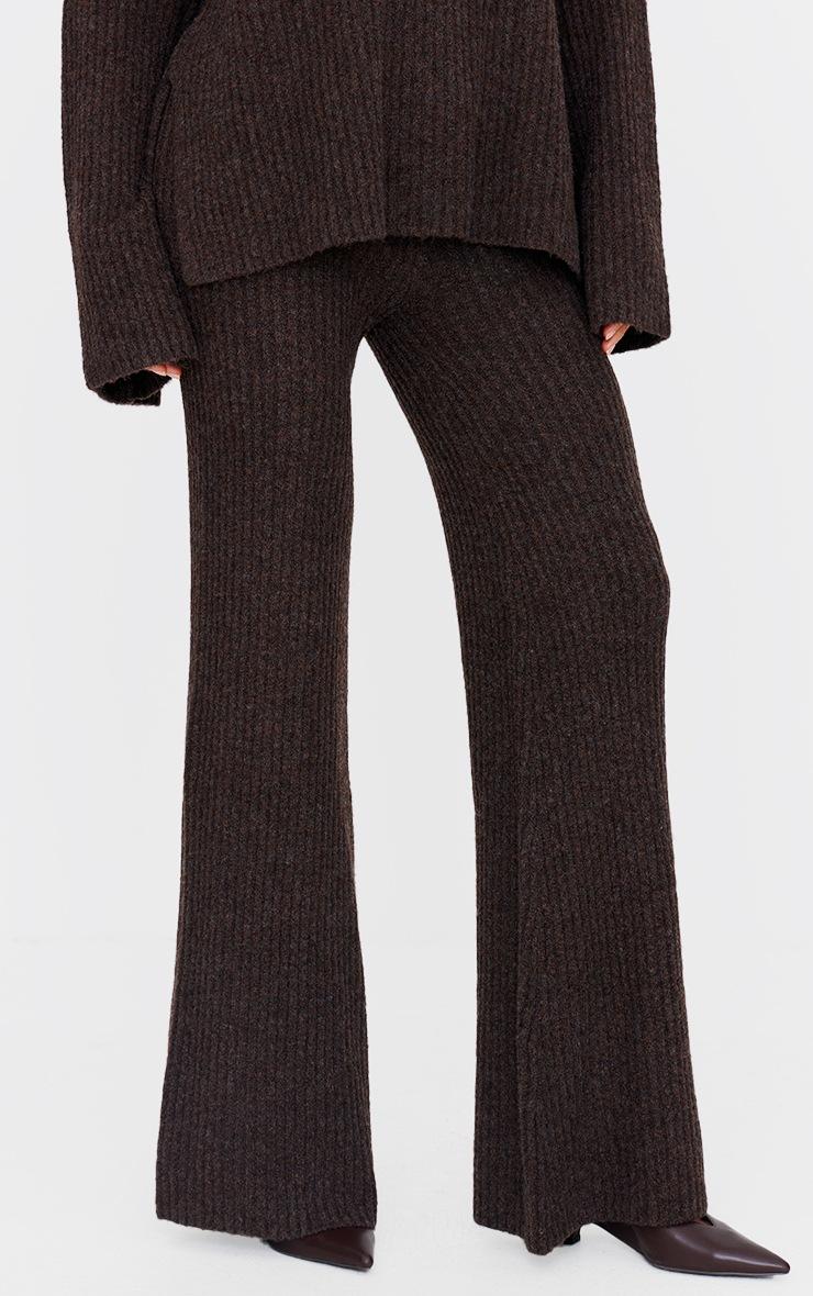 Pretty Little Thing Tall Chocolate Luxe Rib Knit Wide Leg Pants