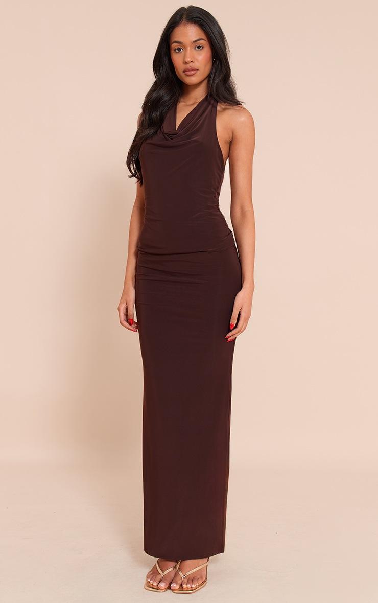 Pretty Little Thing Tall Chocolate Matte Sculpt Mid Rise Maxi Skirt