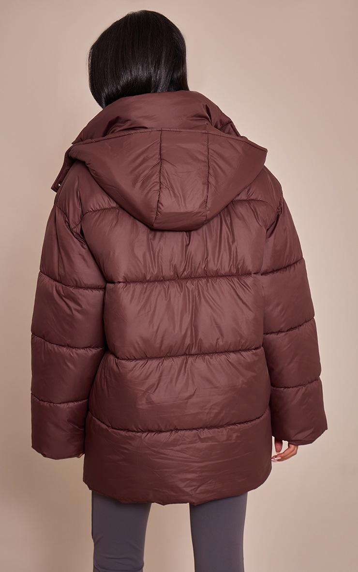 Pretty Little Thing Tall Chocolate Oversized Hooded Puffer Jacket