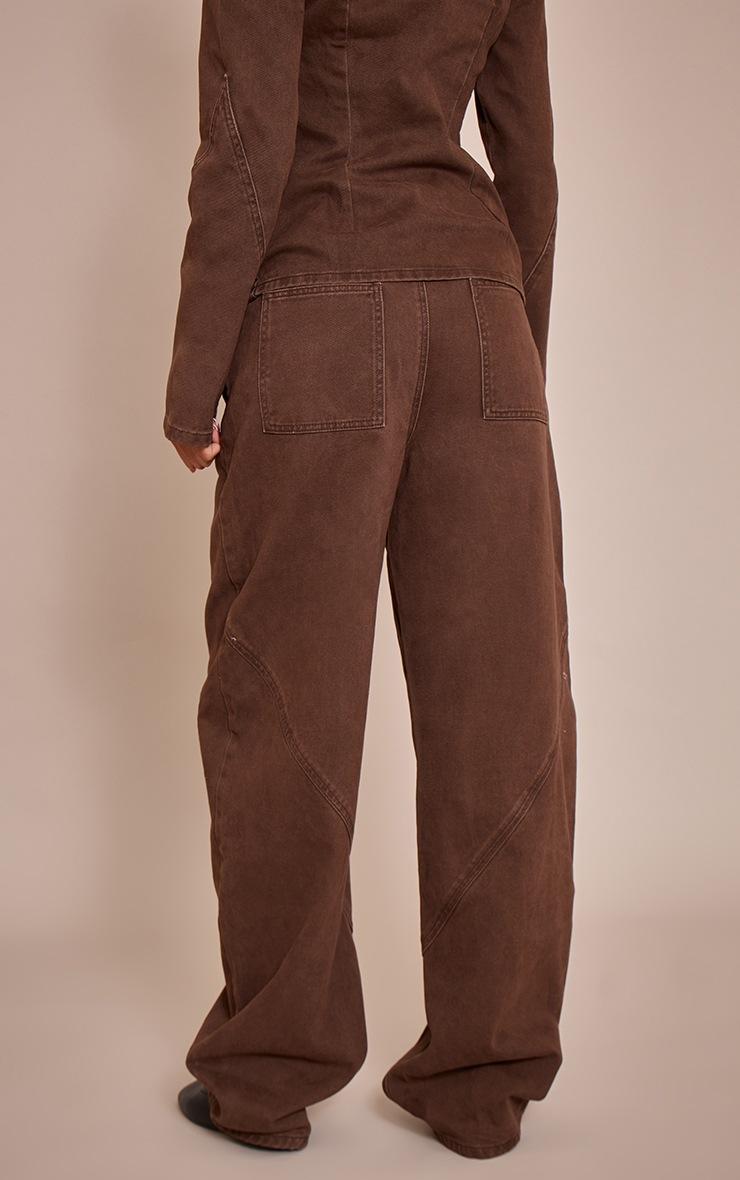 Pretty Little Thing Tall Chocolate Seam Detail Barrel Jeans
