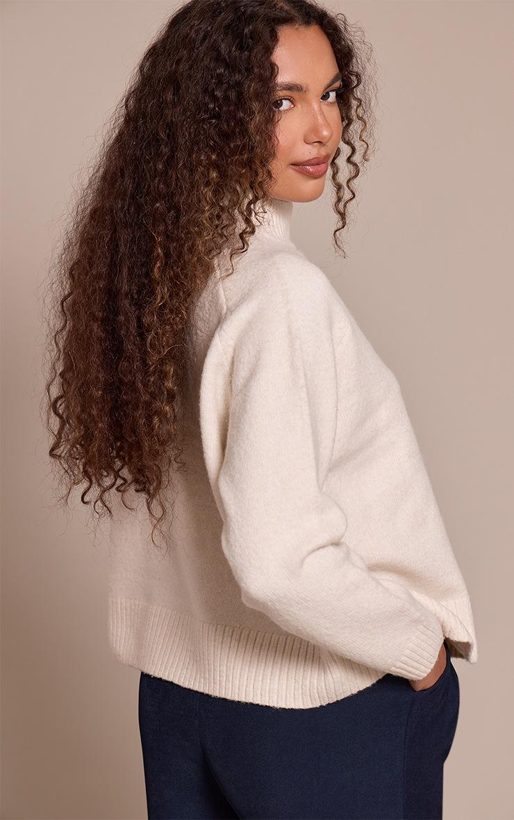 Pretty Little Thing Tall Cream Knit Oversized Polo Neck Sweater