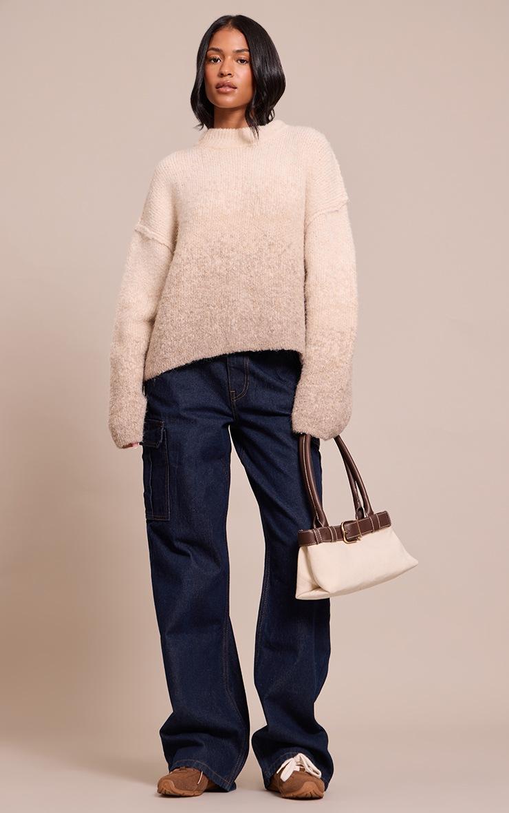 Pretty Little Thing Tall Cream Ombre Crew Neck Knitted Sweater