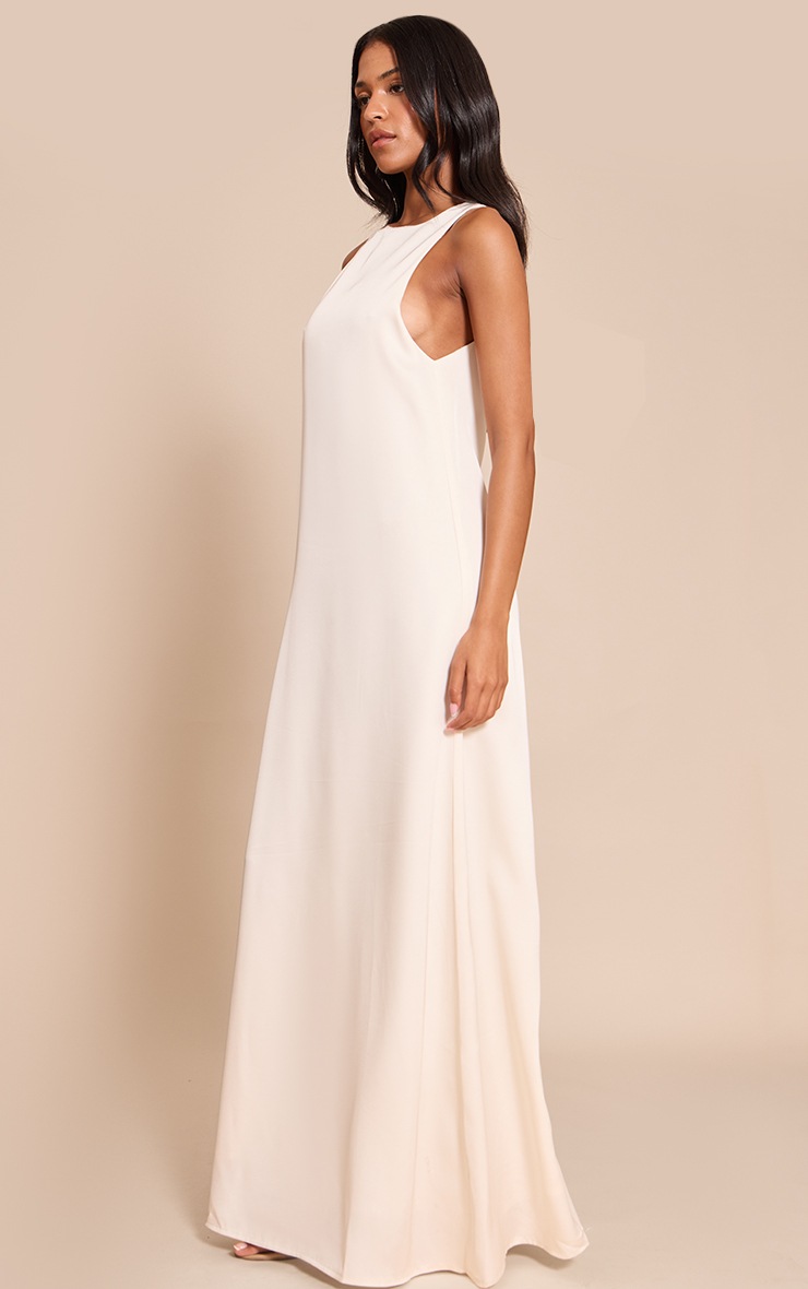 Pretty Little Thing Tall Cream Satin Boat Neck Sleeveless Maxi Dress
