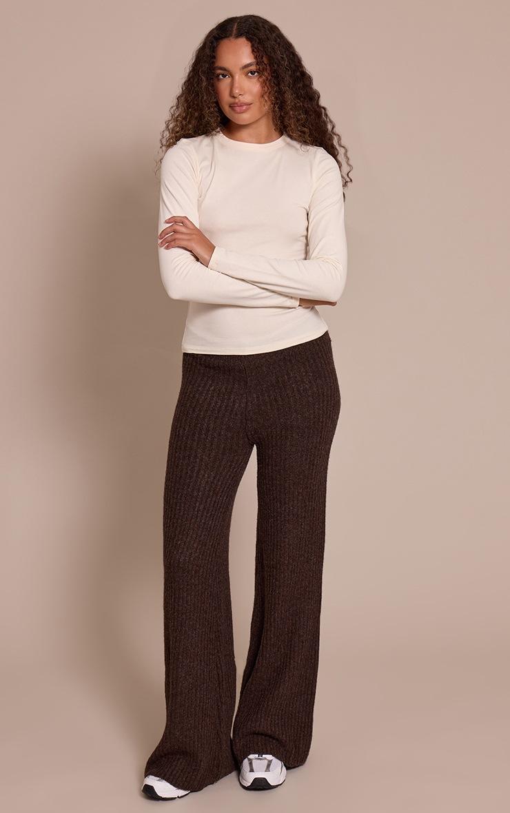 Pretty Little Thing Tall Cream Soft Cotton Crew Neck Longline Long Sleeve Top