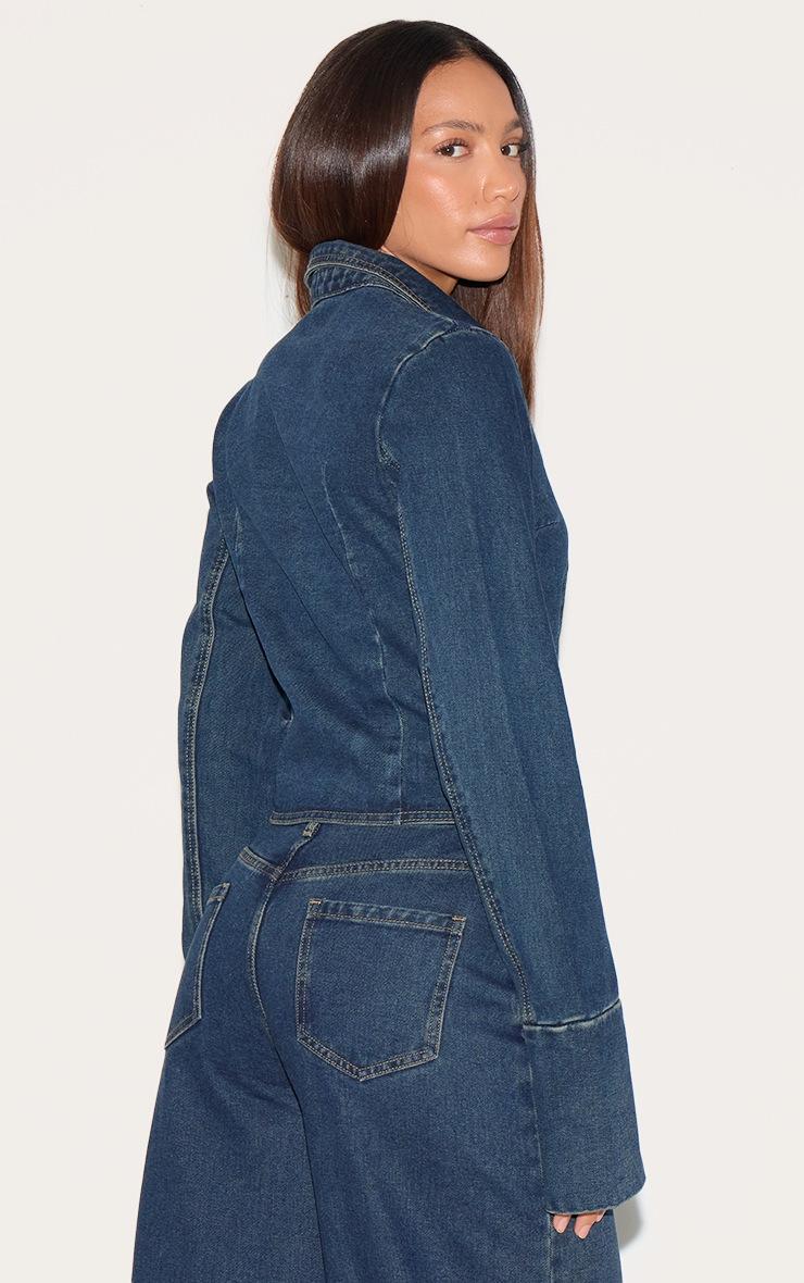 Pretty Little Thing Tall Dark Indigo Cinched Long Sleeve Denim Jacket