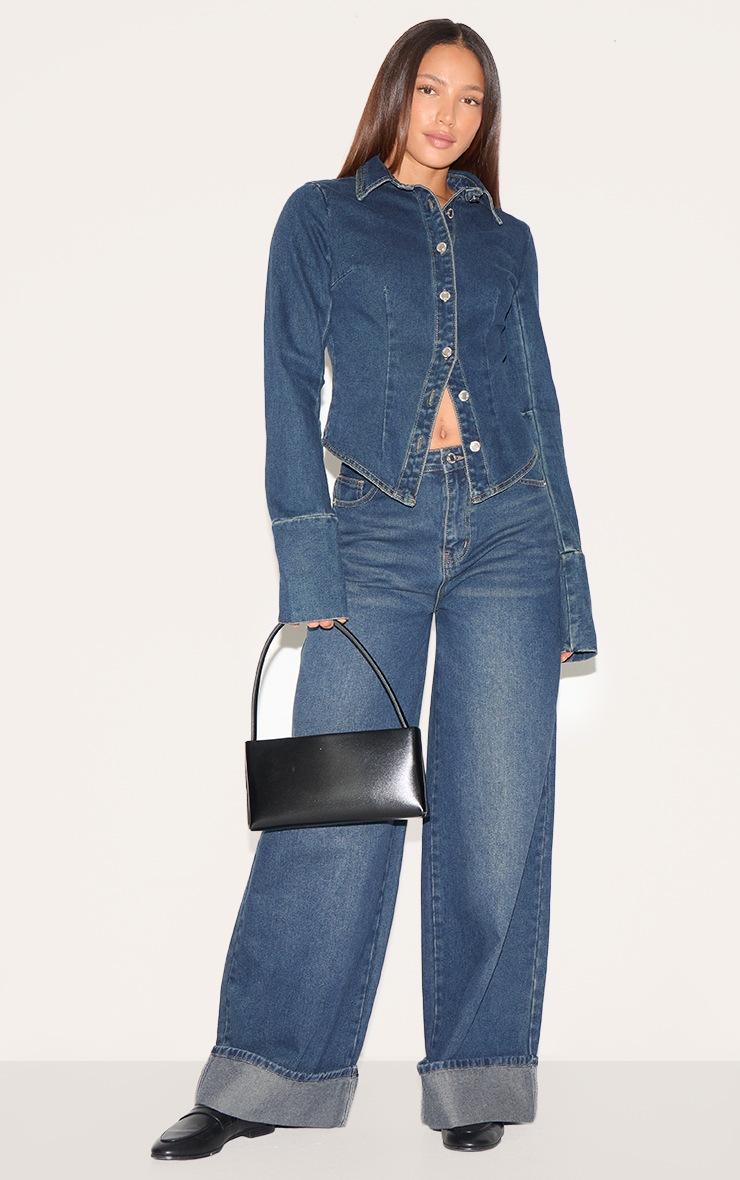 Pretty Little Thing Tall Dark Indigo Cinched Long Sleeve Denim Jacket