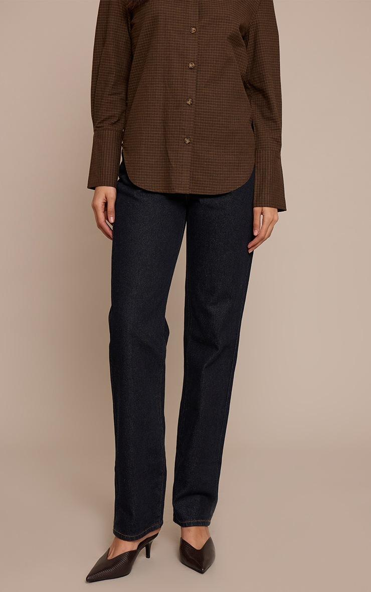 Pretty Little Thing Tall Dark Indigo High Waist Straight Leg Jeans