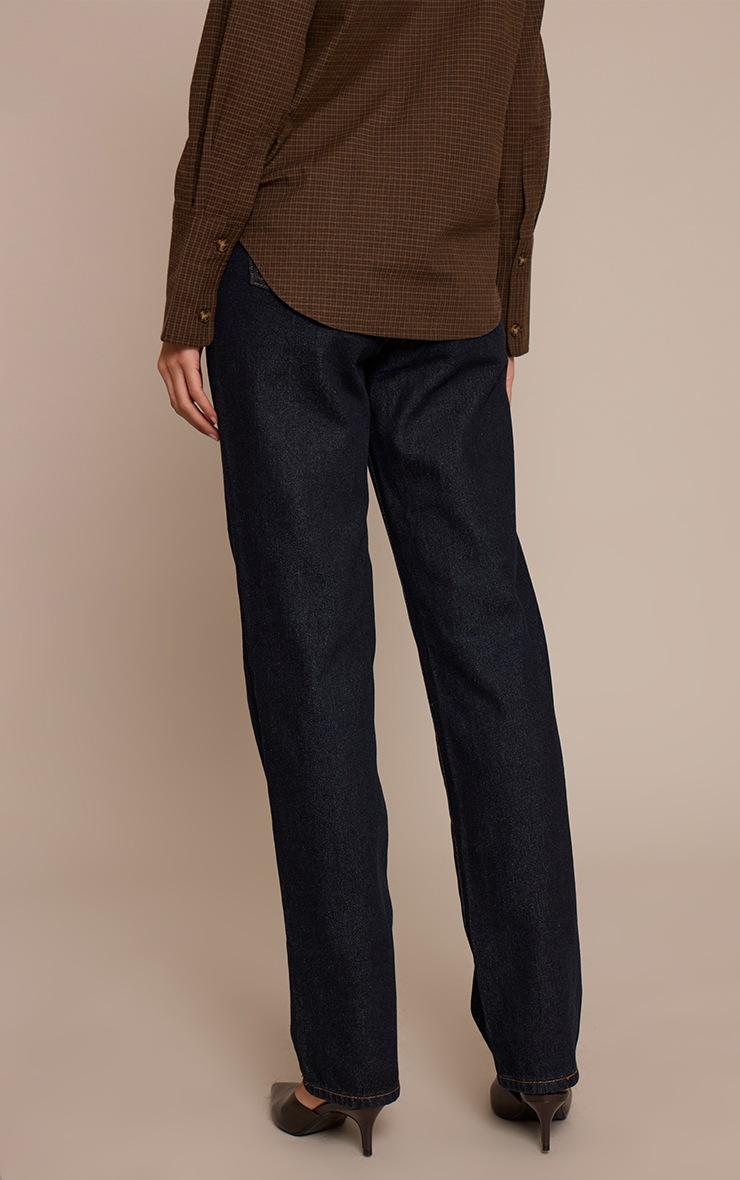Pretty Little Thing Tall Dark Indigo High Waist Straight Leg Jeans