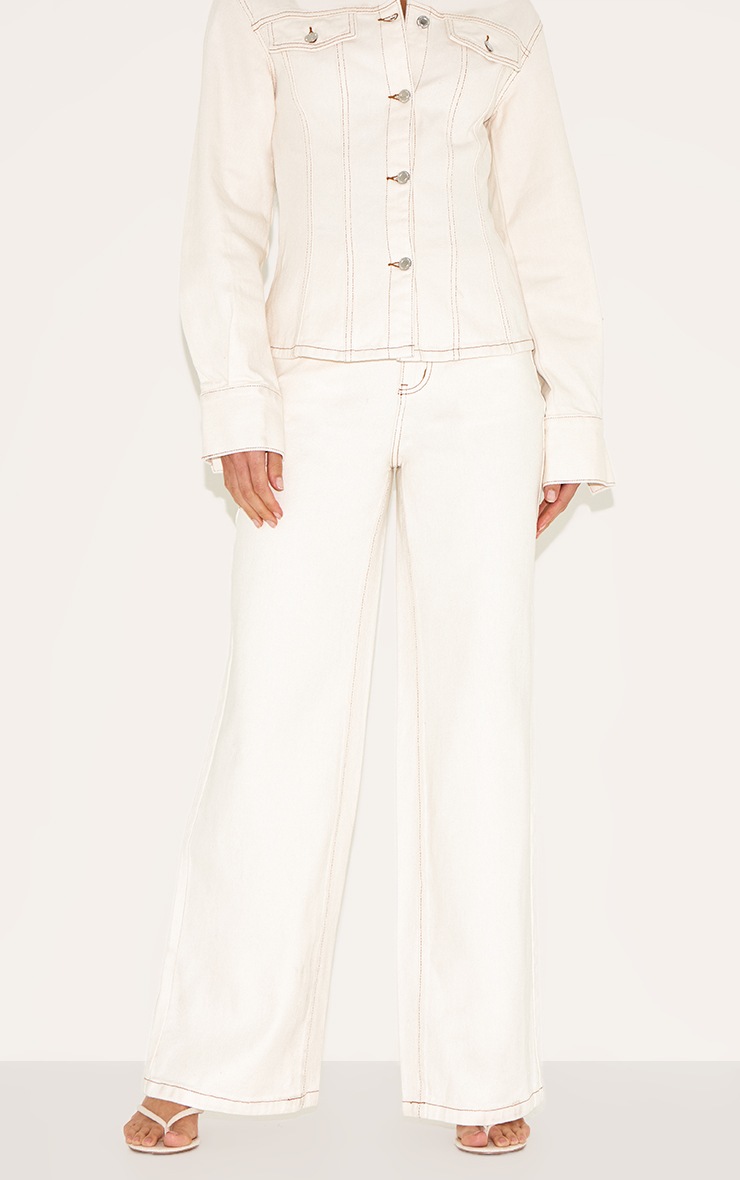 Pretty Little Thing Tall Ecru High Waist Wide Leg Jeans