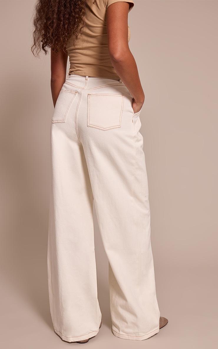 Pretty Little Thing Tall Ecru Pleated Wide Leg Jeans