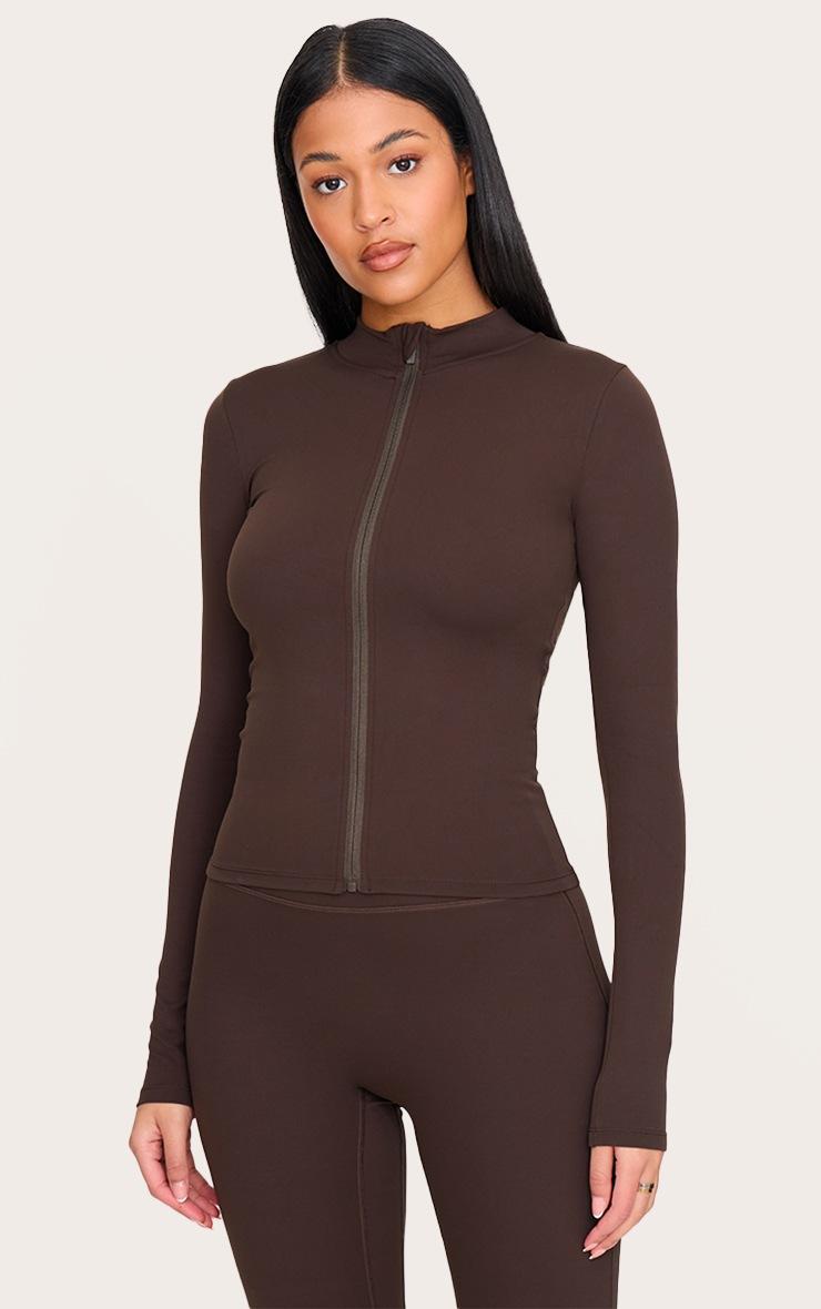 Pretty Little Thing Tall Espresso Basic Sculpt Zip Jacket