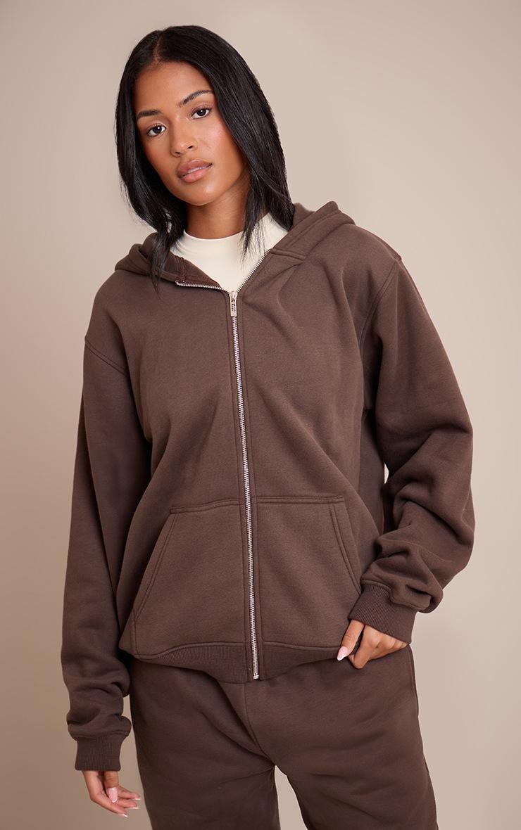 Pretty Little Thing Tall Espresso Marl Zip Through Hoodie